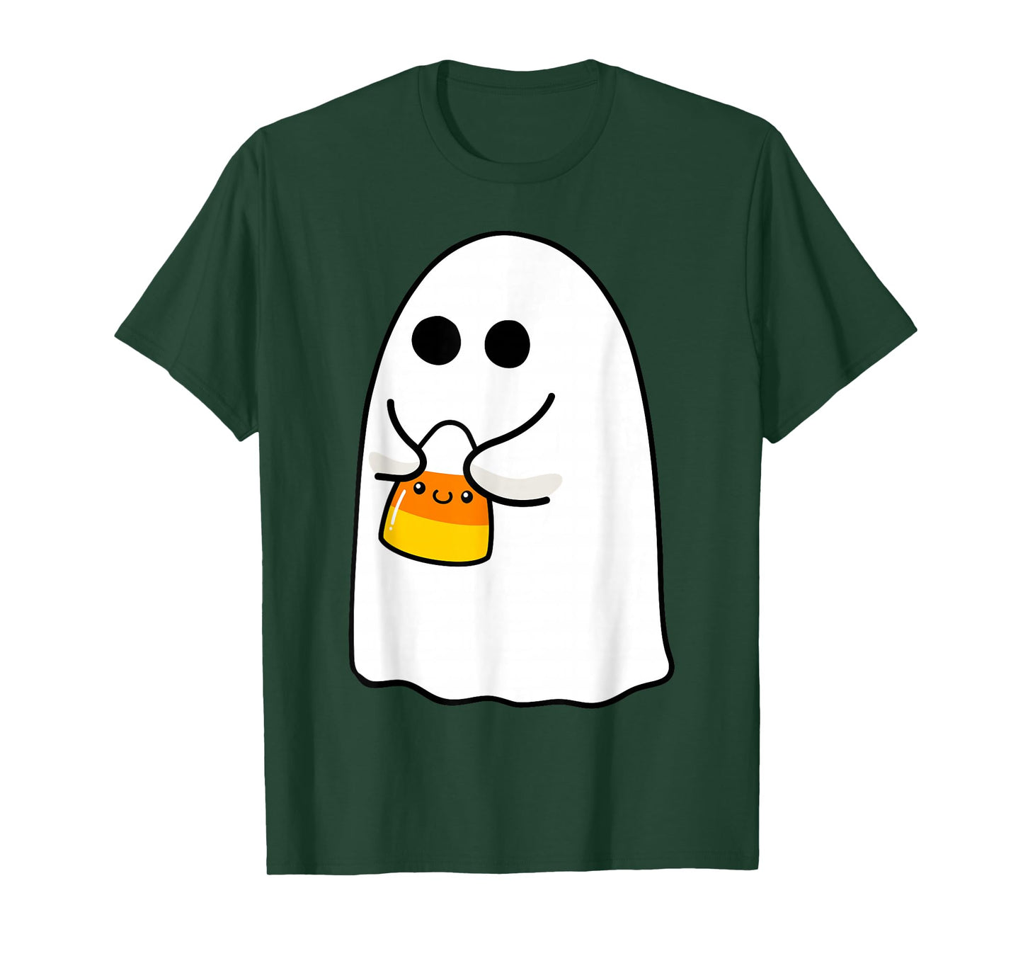 Ghost Holding Candy Corn Funny Halloween Costume Cute Ghost T-Shirt