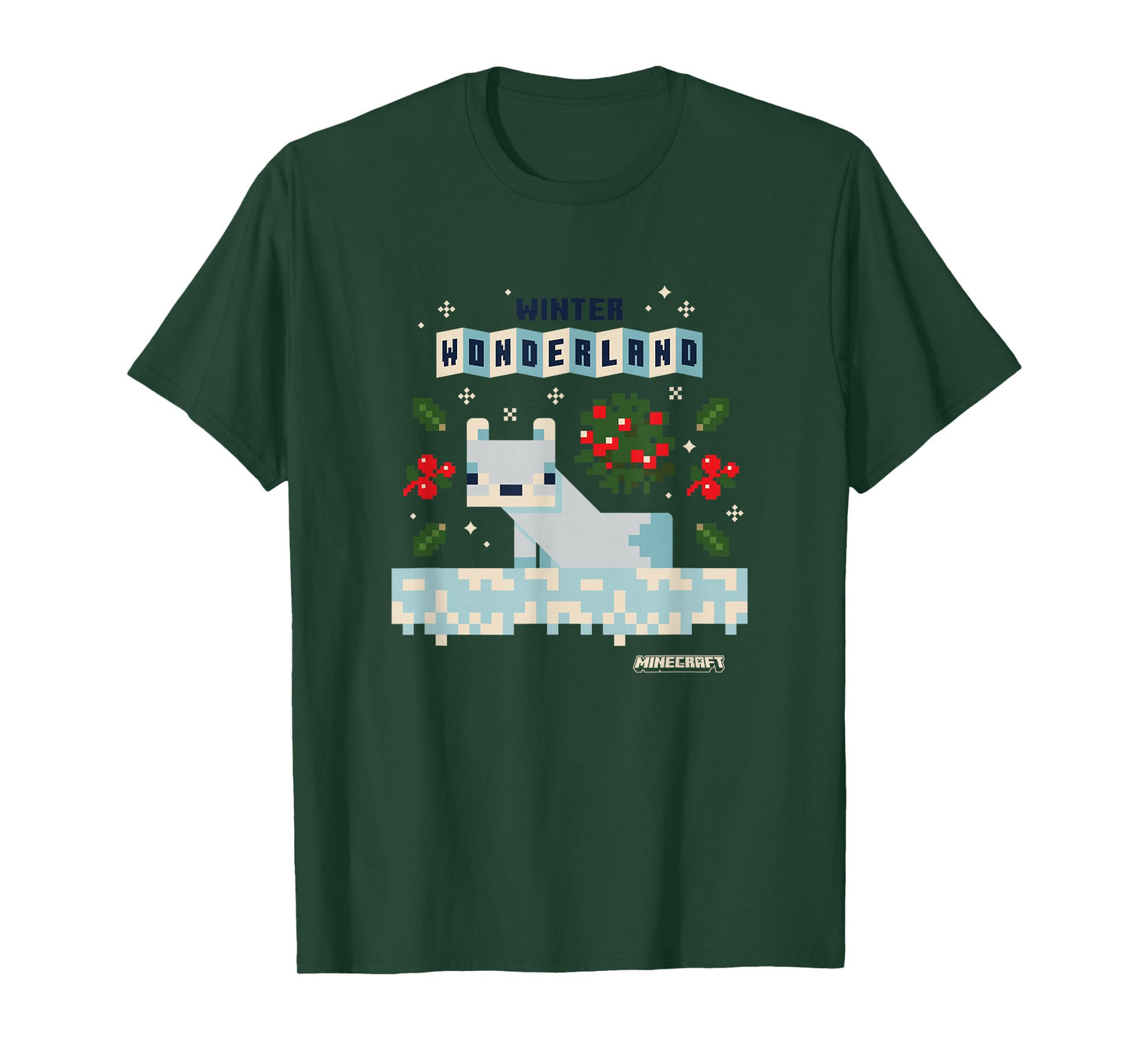 Minecraft Christmas Winter Wonderland Cute Snow Fox Shot T-Shirt