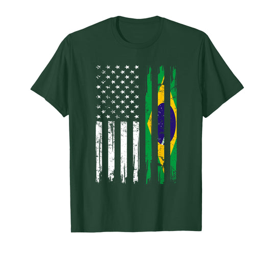 Half American And Brazilian America Brazil Flag Brasileira T-Shirt