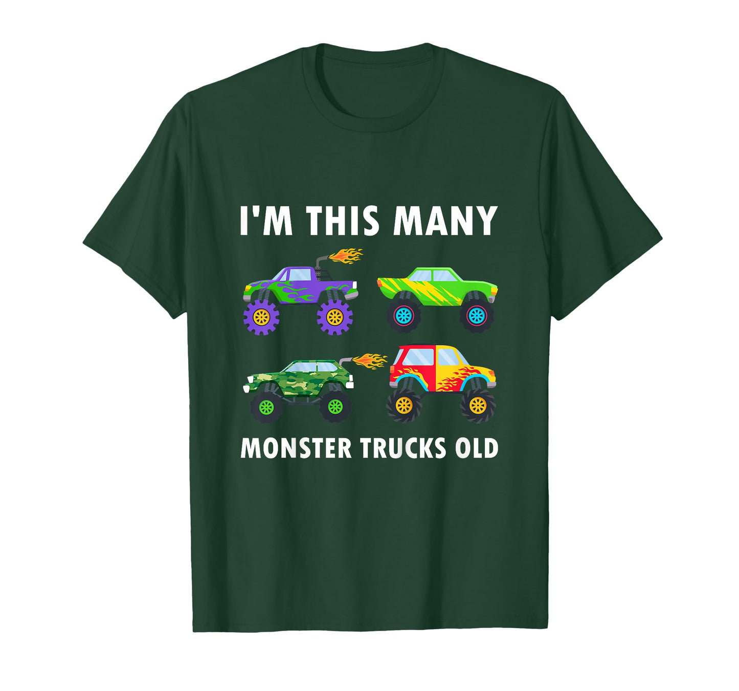Kids 4 Years Old Boy Monster Trucks Old 4th Birthday Kids T-Shirt