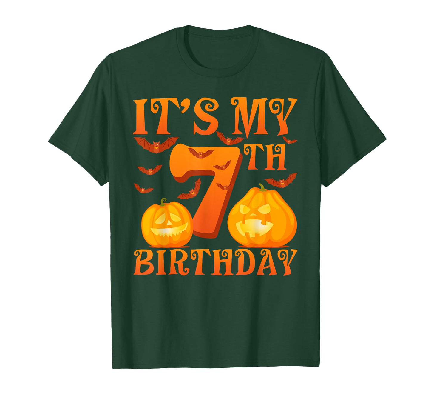 It's My 7th Birthday Pumpkins 7 Years Old Halloween Day Kids T-Shirt