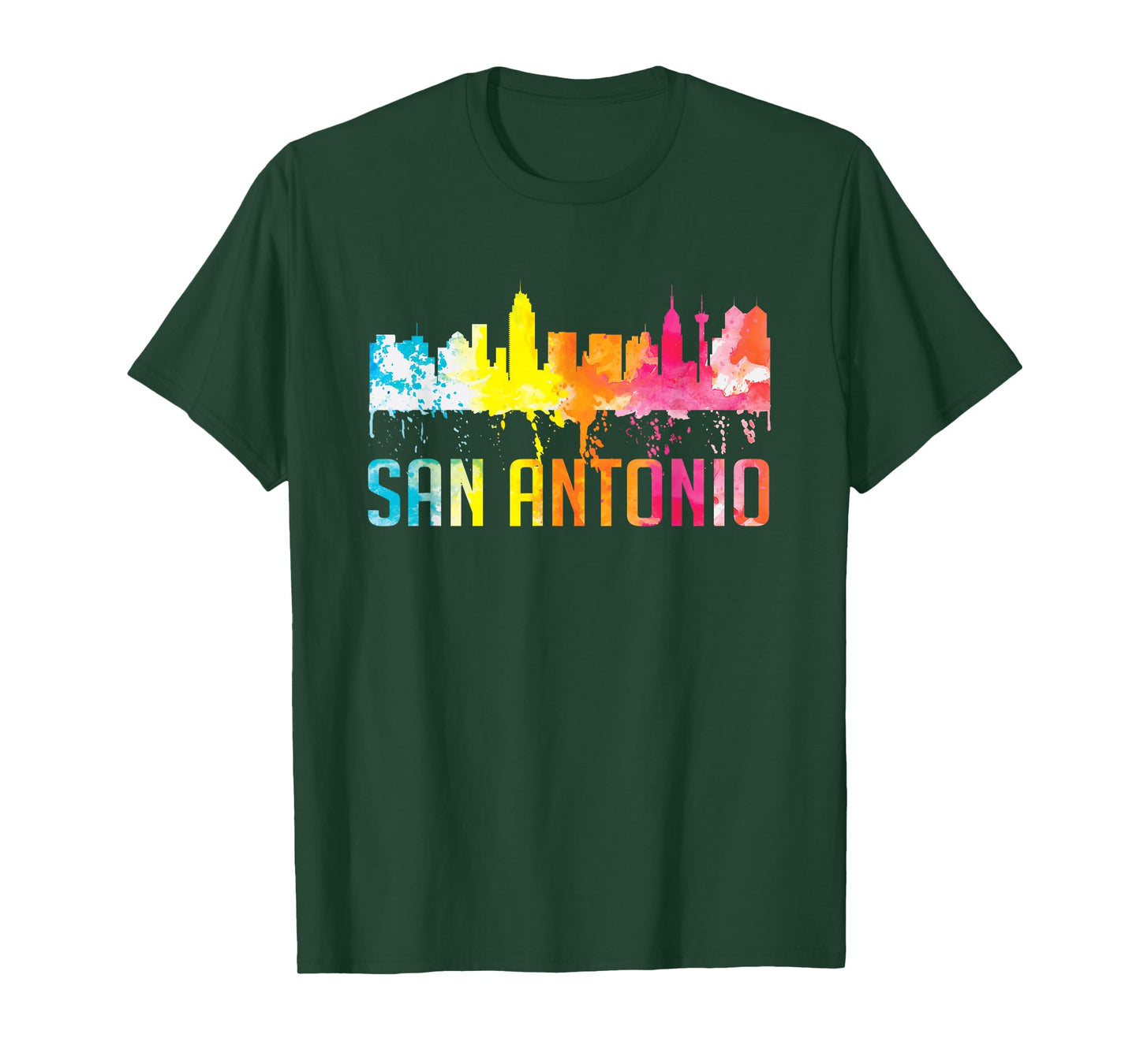 San Antonio Texas Retro Watercolor City Skyline Art Souvenir T-Shirt