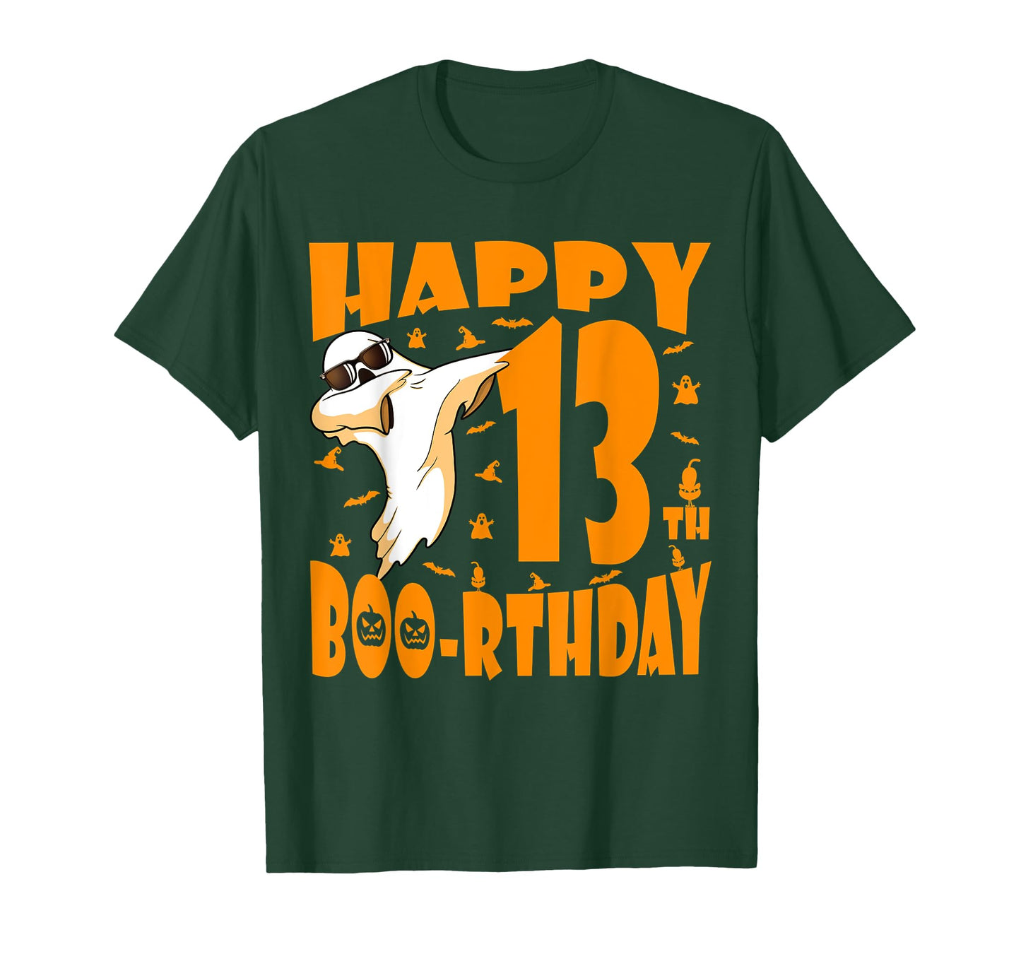 Dabbing Ghost Happy Birthday 13th Happy Boo-rthday Pumpkin T-Shirt