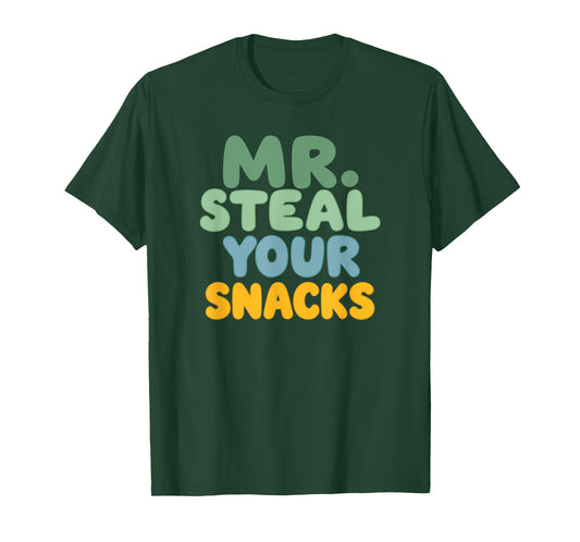 Mr. Steal Your Snacks Funny Food Snack Humor Cute Retro T-Shirt