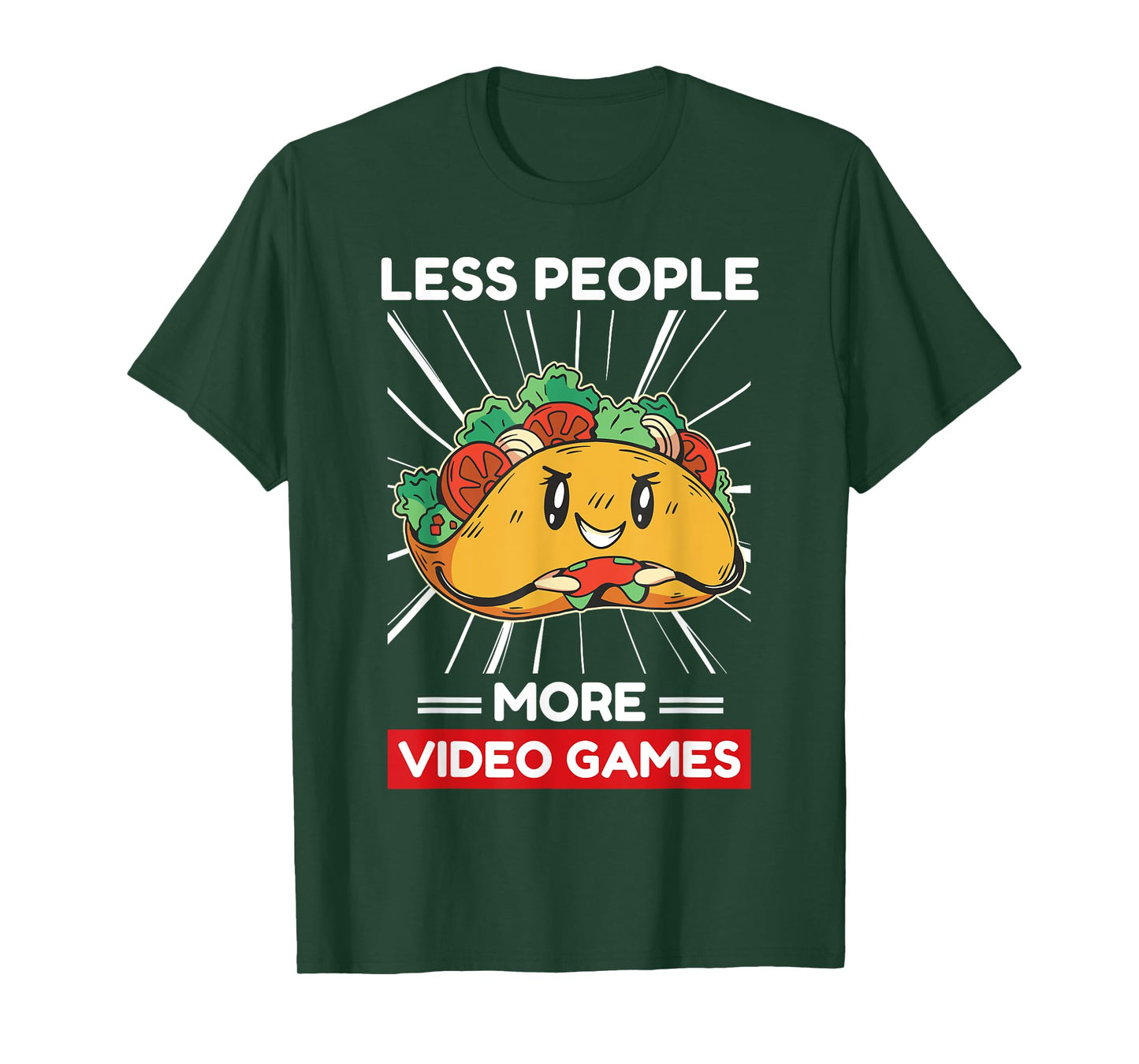 Cute Kawaii Taco Less People More Video Games T-Shirt