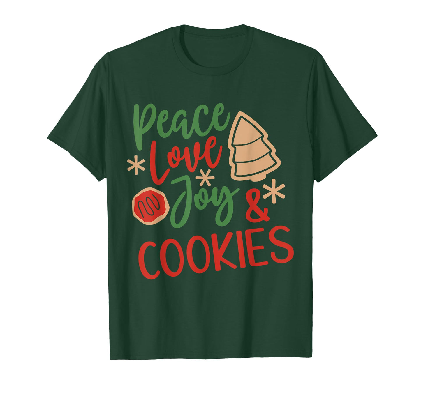 Peace Love Joy and Cookies Matching Family Christmas Pajamas T-Shirt