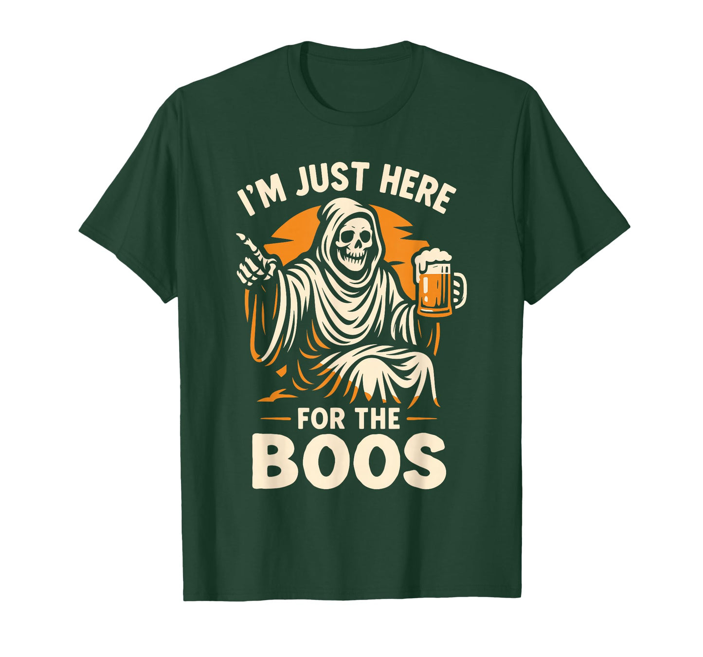 Adult Halloween Shirt, Skeleton I’m Just Here for the Boos T-Shirt