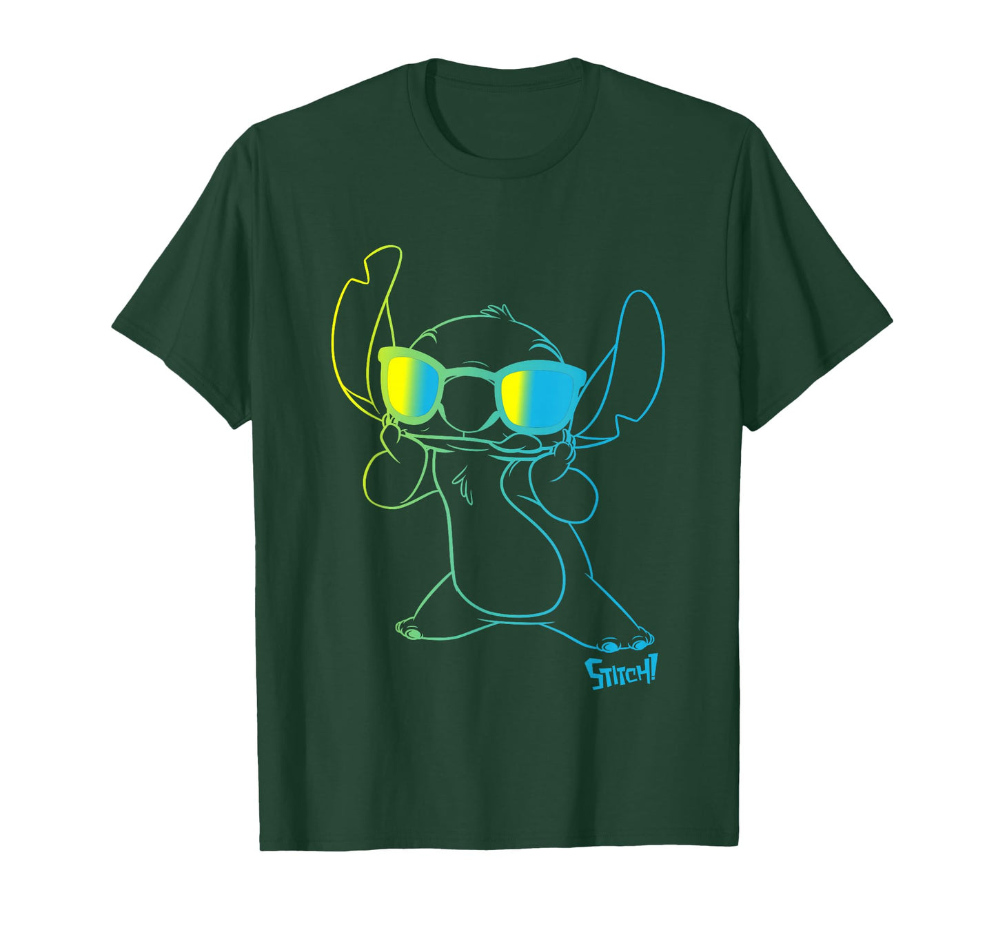 Disney Lilo & Stitch Cool Stitch Neon Outline Chest Portrait T-Shirt