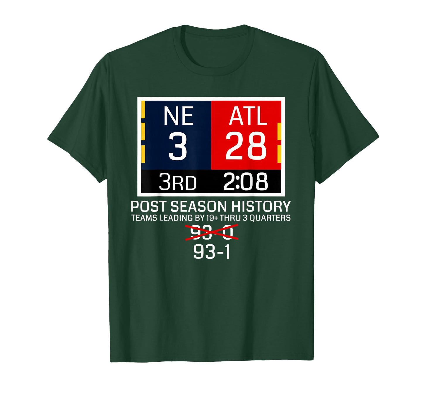 New England 3 - Atlanta 28 T-Shirt - Funny Postseason Trivia T-Shirt