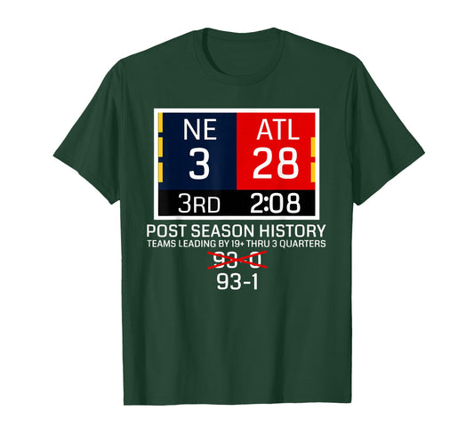 New England 3 - Atlanta 28 T-Shirt - Funny Postseason Trivia T-Shirt