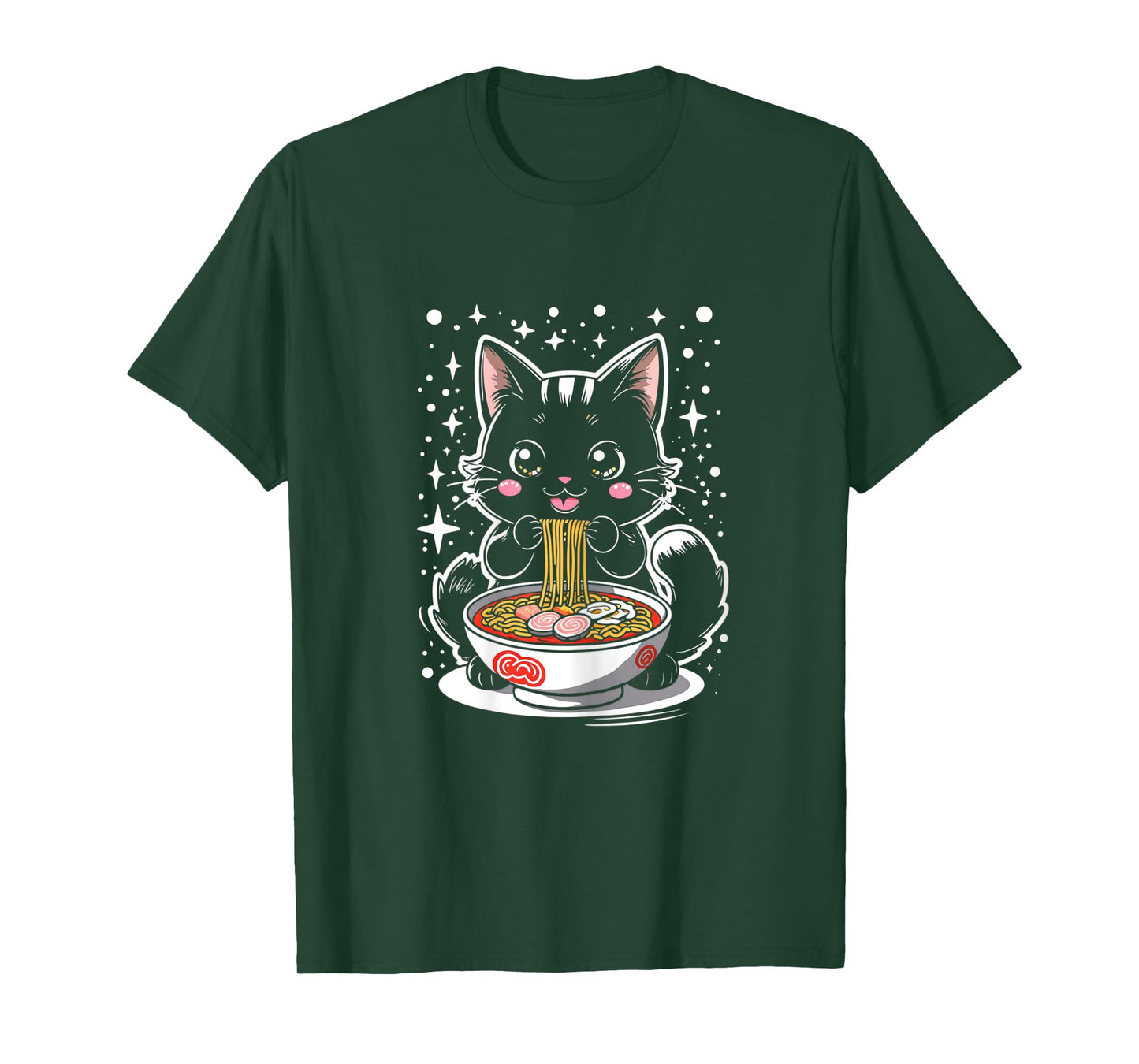 Kawaii Cat Eating Ramen Cat Japanese Funny Cat Anime Noodles T-Shirt