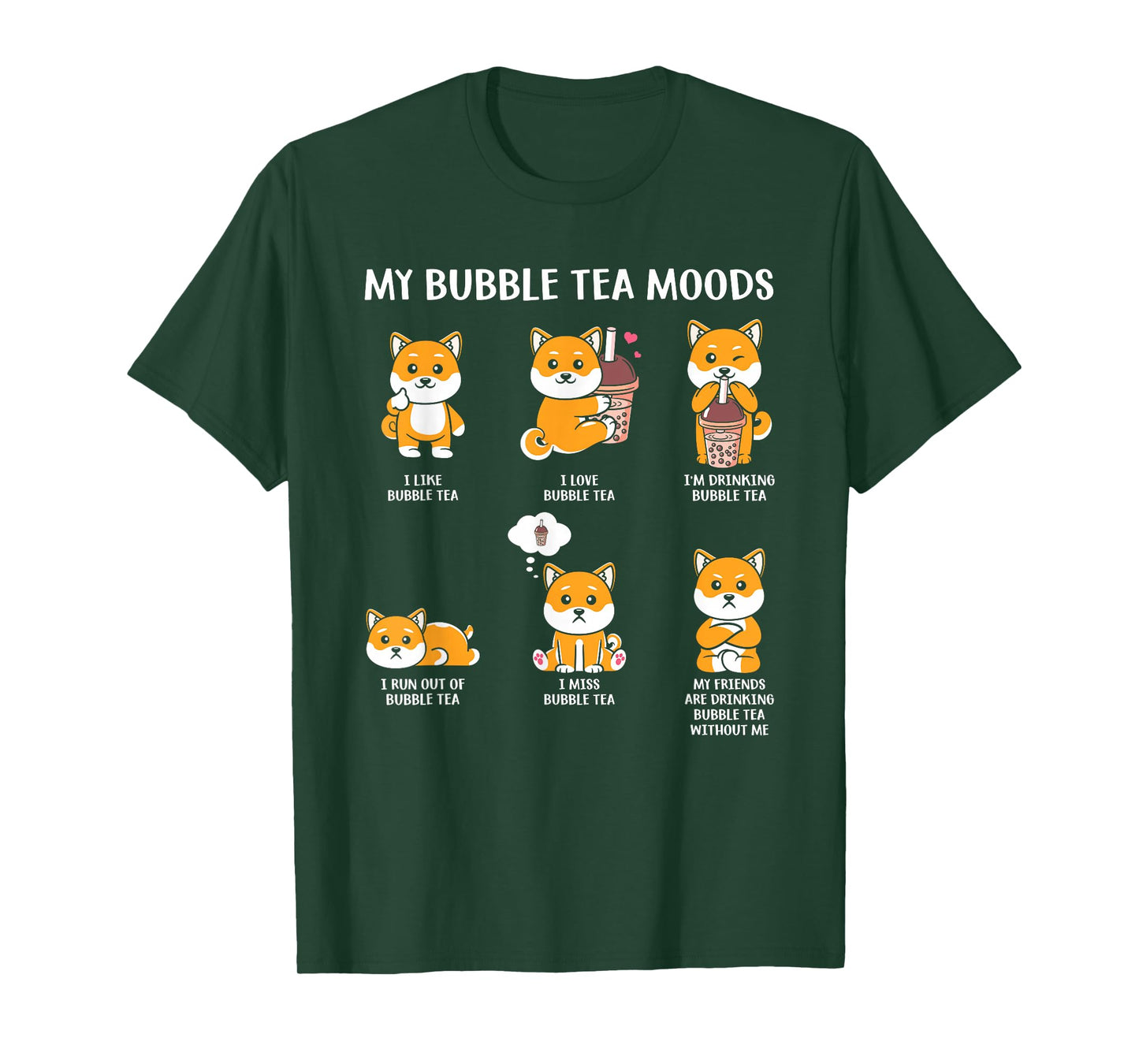 My Bubble Tea Moods Funny Kawaii Boba Tea Bubble Tea Fox T-Shirt