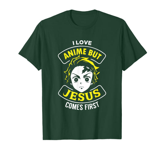 I Love Anime But Jesus Comes First - Christian Japan Yellow T-Shirt