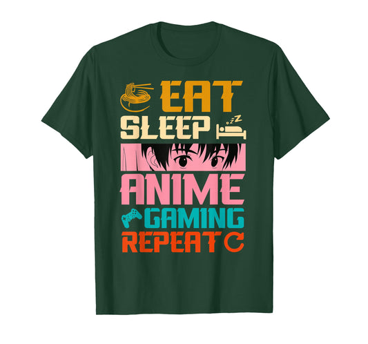 Eat Sleep Anime Gaming Repeat Kawaii Otaku Anime Manga T-Shirt