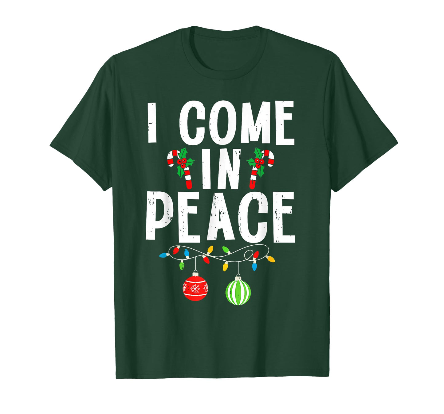 I Come in Peace Funny Matching Family Christmas Couple Xmas T-Shirt