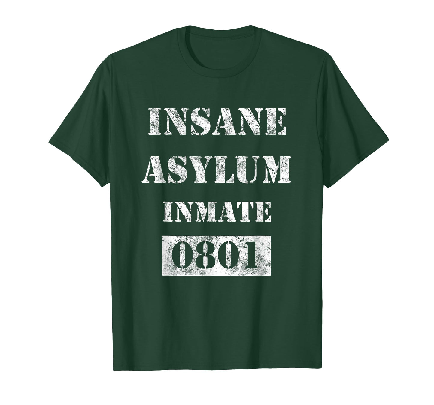 Funny Halloween Prison Costume Insane Asylum Wht Distressed T-Shirt