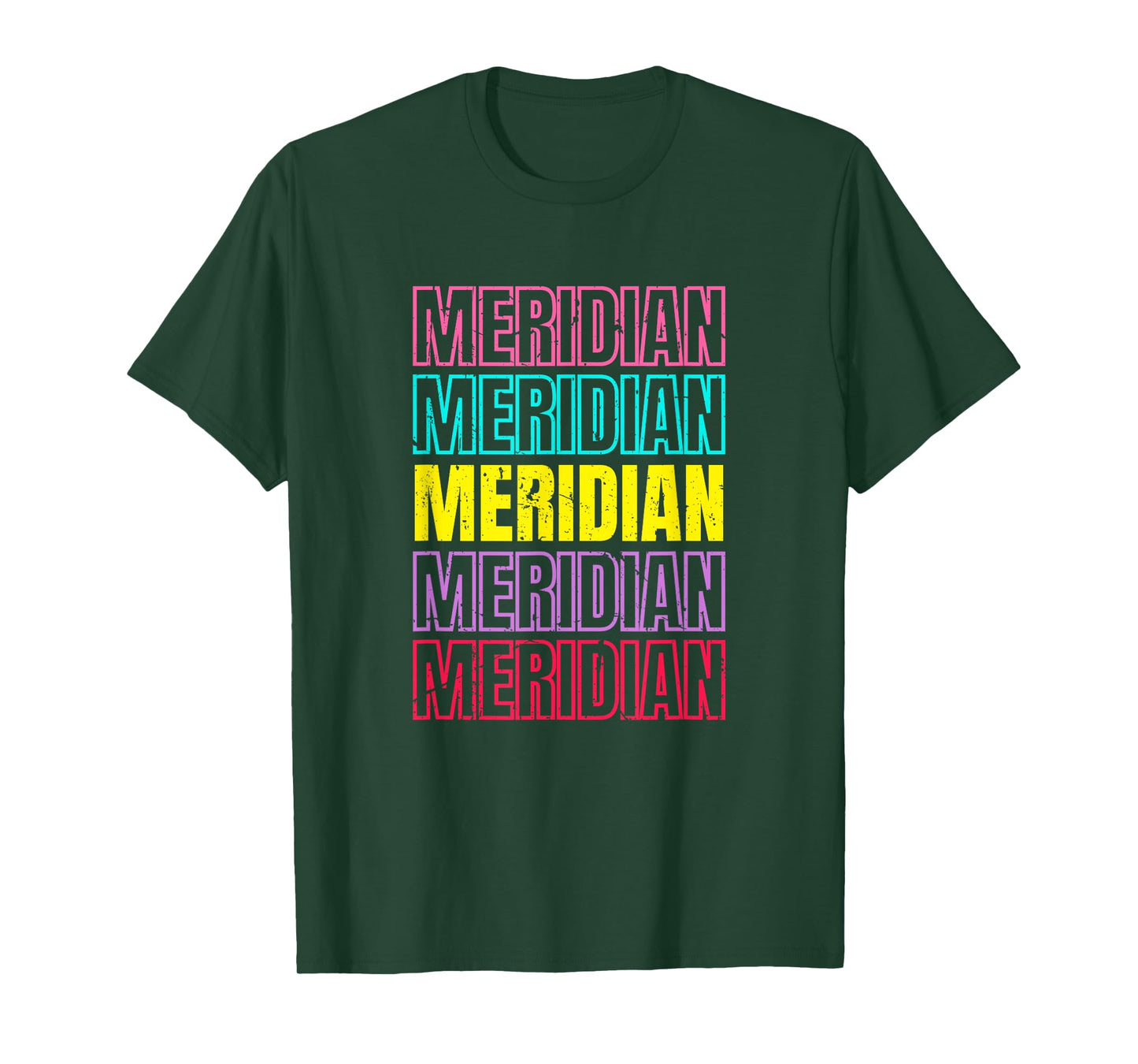 Meridian Repeating Text Retro Colors T-Shirt