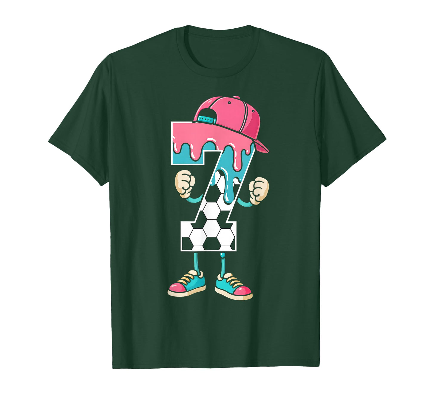 Soccer 7 Year Old Ice Cream Drip Youth 7th Birthday Boy 7 T-Shirt