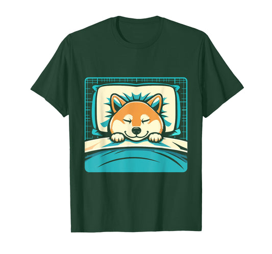 Funny Sleeping Shiba Inu Shirt Lazy Doge Napping Dog Lover Men Women Girls Kids T-Shirt