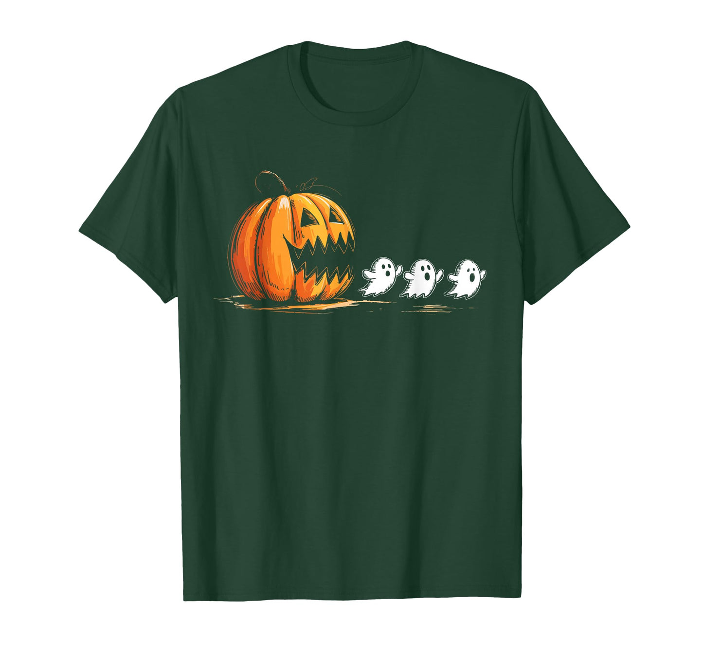 Halloween Gamer Pumpkin Eating Ghost Costume Men Boys Kids T-Shirt