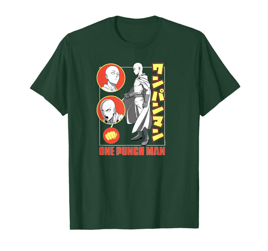 One Punch Man Red and Yellow Collage Superhero Anime T-Shirt