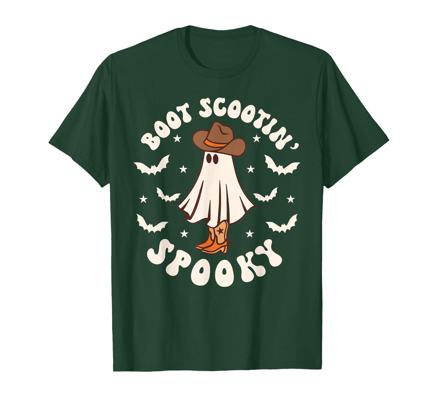 Retro Western Halloween Cute Ghost Funny Boot Scootin Spooky T-Shirt