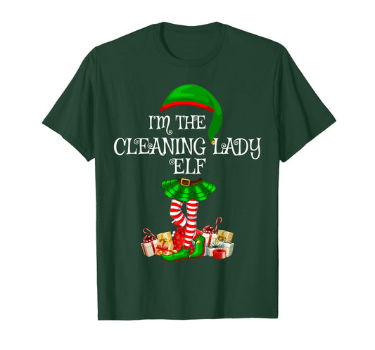 Matching Family Group I'm The Cleaning Lady Elf Christmas T-Shirt