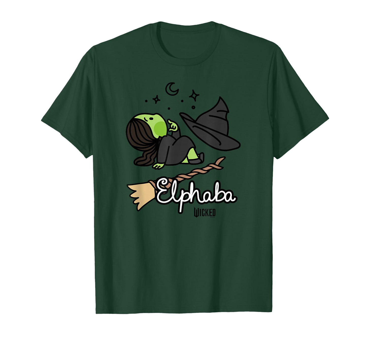 Wicked Logo Elphaba Daydreaming Playful Cartoon Style T-Shirt