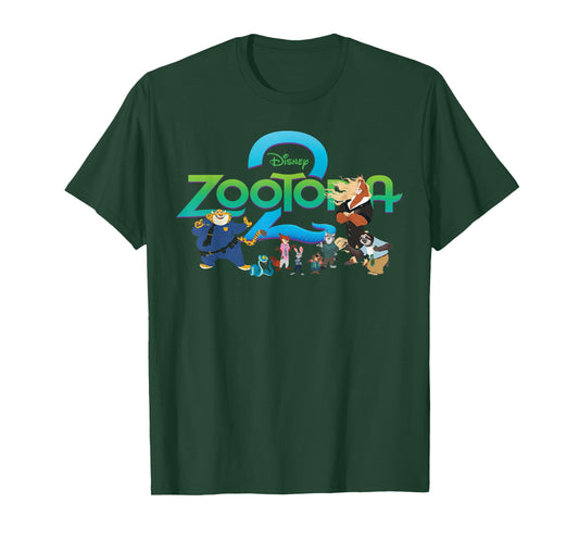 Disney Zootopia 2 Illustrated Characters and Logo T-Shirt