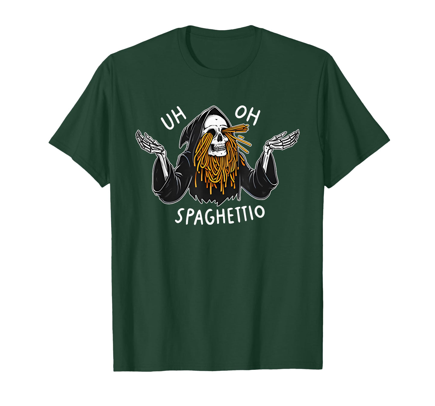 Uh Oh Spaghettio Halloween T-Shirt - Unisex-Adults, Black, Small, Short Sleeve, T-Shirt, Halloween novelty t-shirts