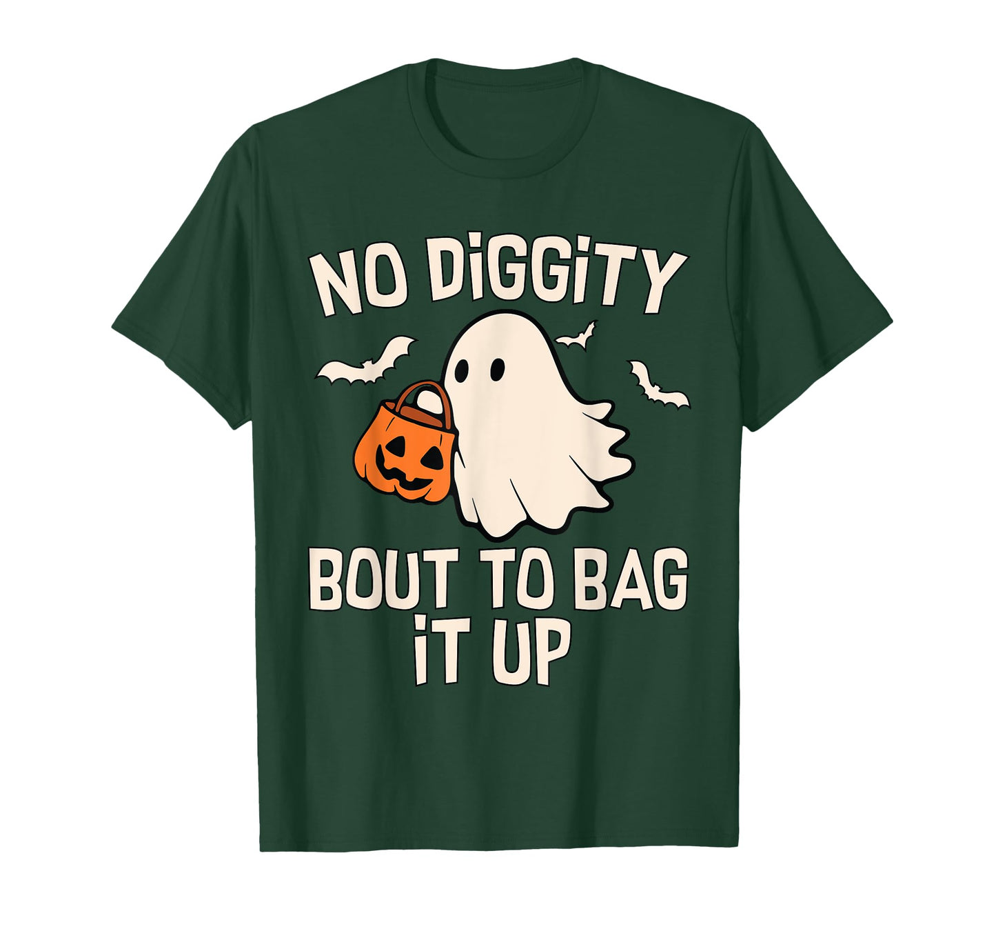 No Diggity Bout To Bag It Up Cute Ghost Halloween Kids Candy T-Shirt