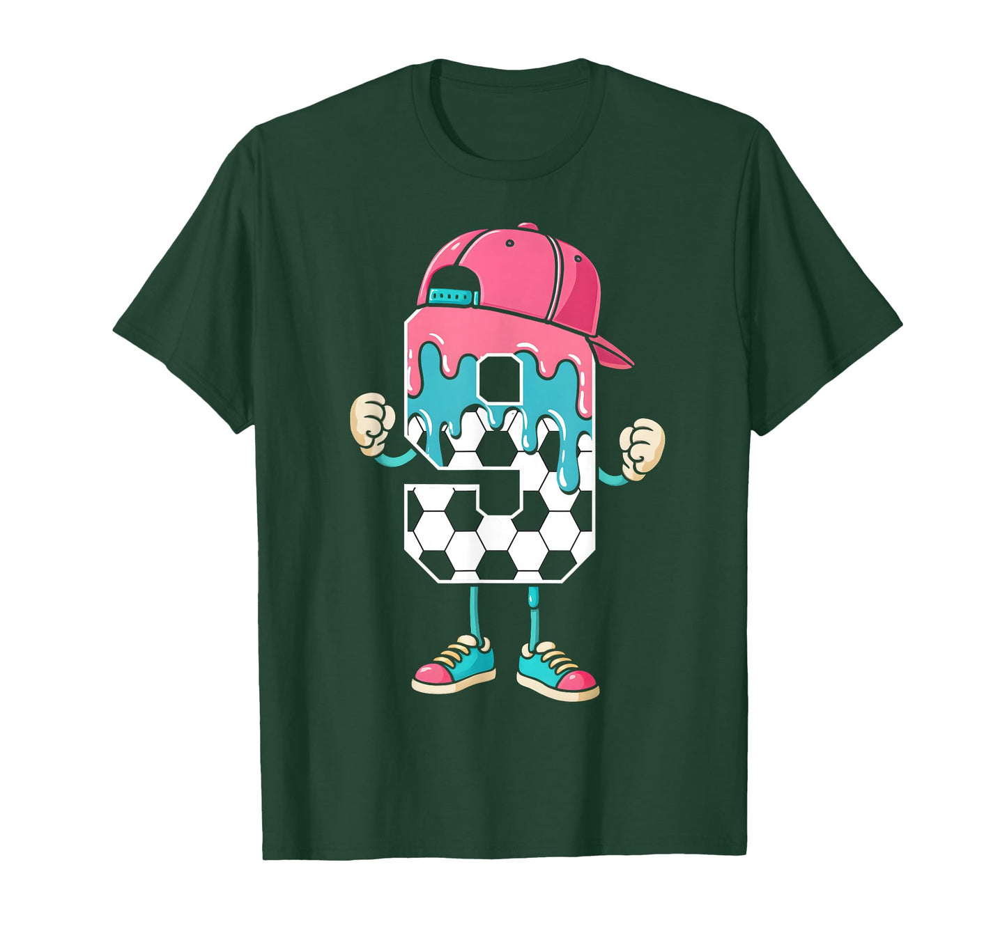 Soccer 9 Year Old Ice Cream Drip Youth 9th Birthday Boy 9 T-Shirt
