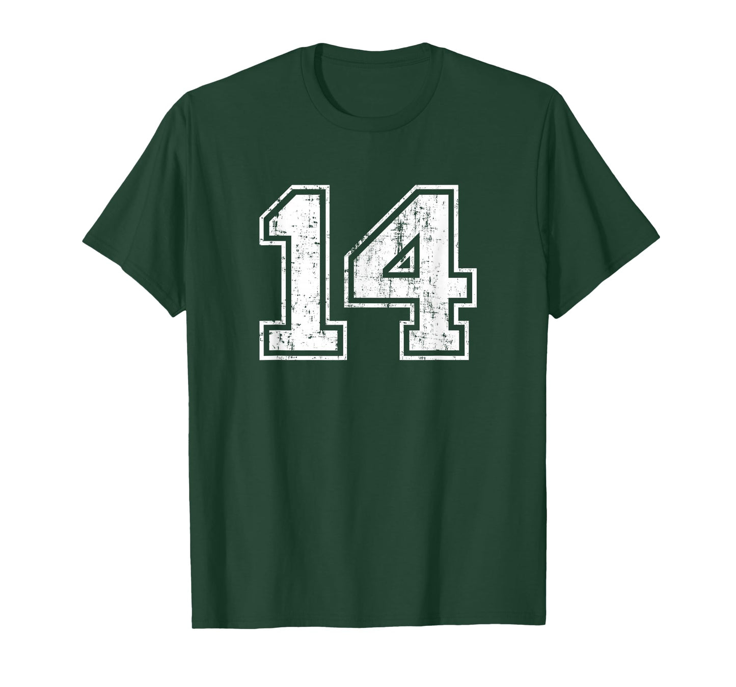 Number 14 Fourteen Distressed Vintage Sports Team Training T-Shirt