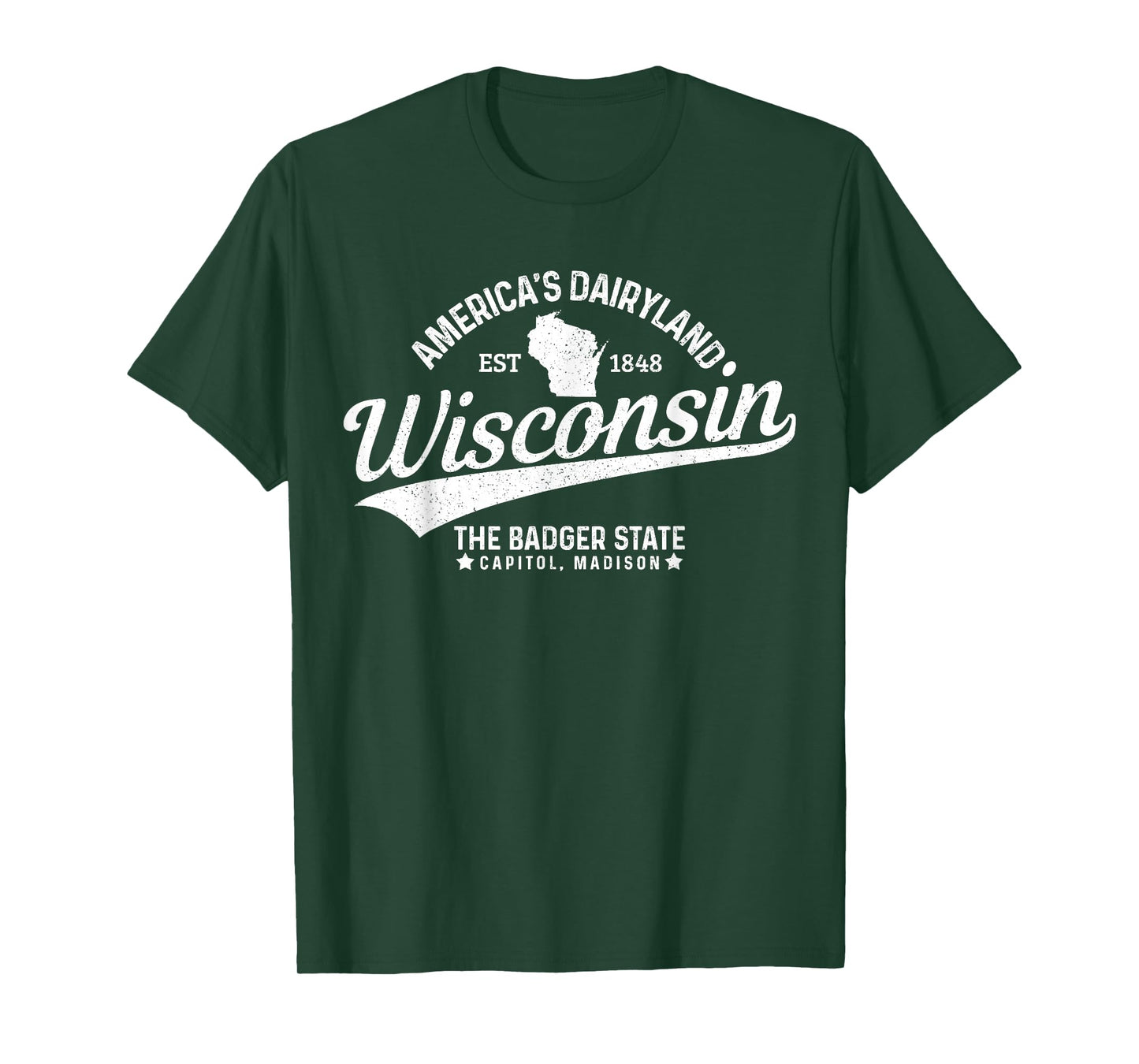 Wisconsin The Badger State EST 1848 State Map Gift T-Shirt