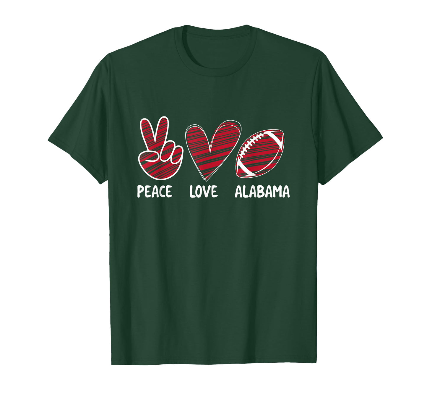 Peace Love Alabama - Alabama Football Lover Game Day T-Shirt