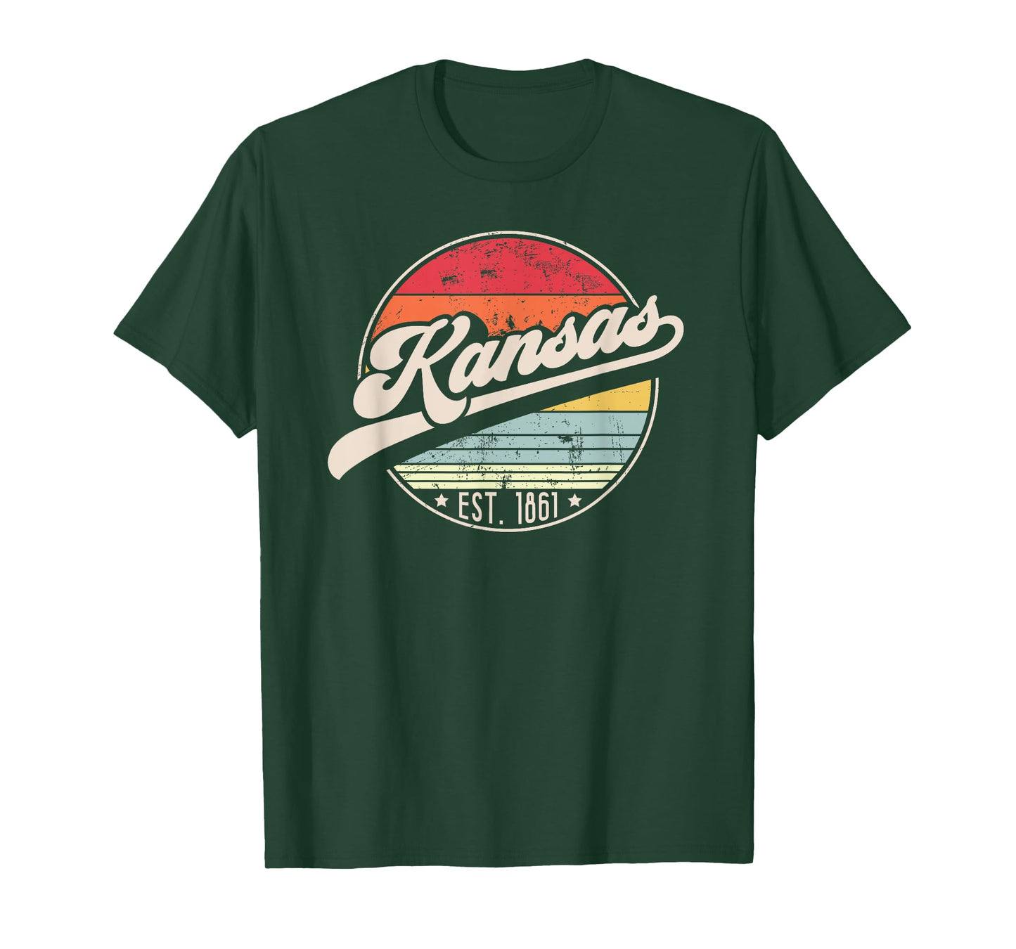 Retro Kansas Home State KS Cool 70s Style Sunset T-Shirt