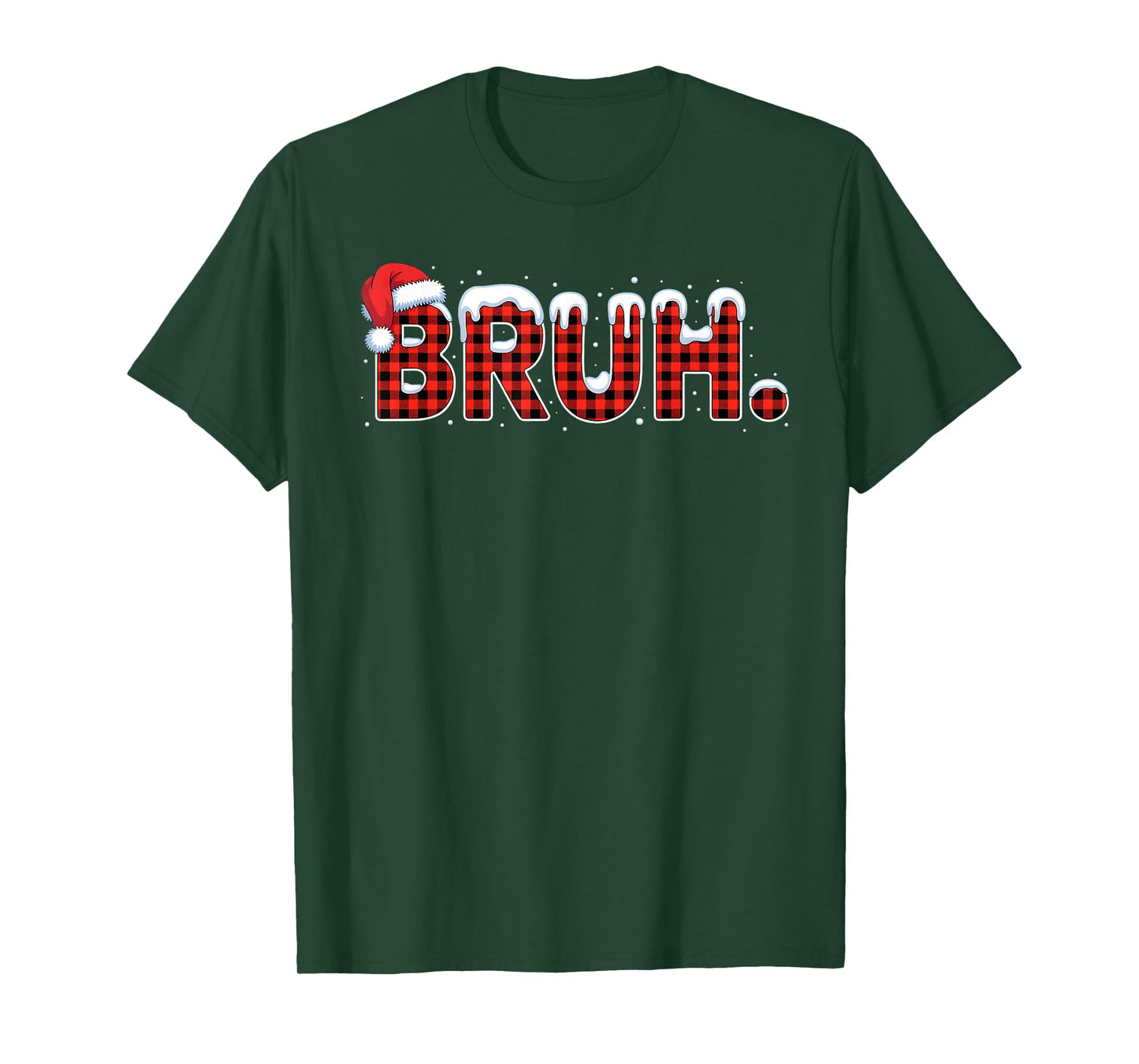 Bruh Funny Christmas Plaid Teens Boys Kids Xmas Pajamas T-Shirt
