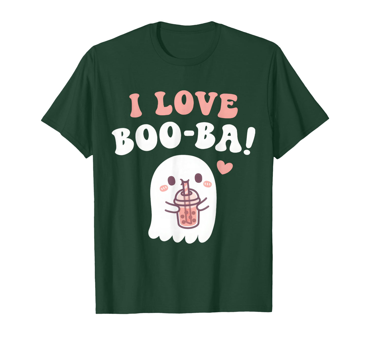 Cute Ghost I Love BOOba Boba Tea Funny Halloween Boy Kid T-Shirt