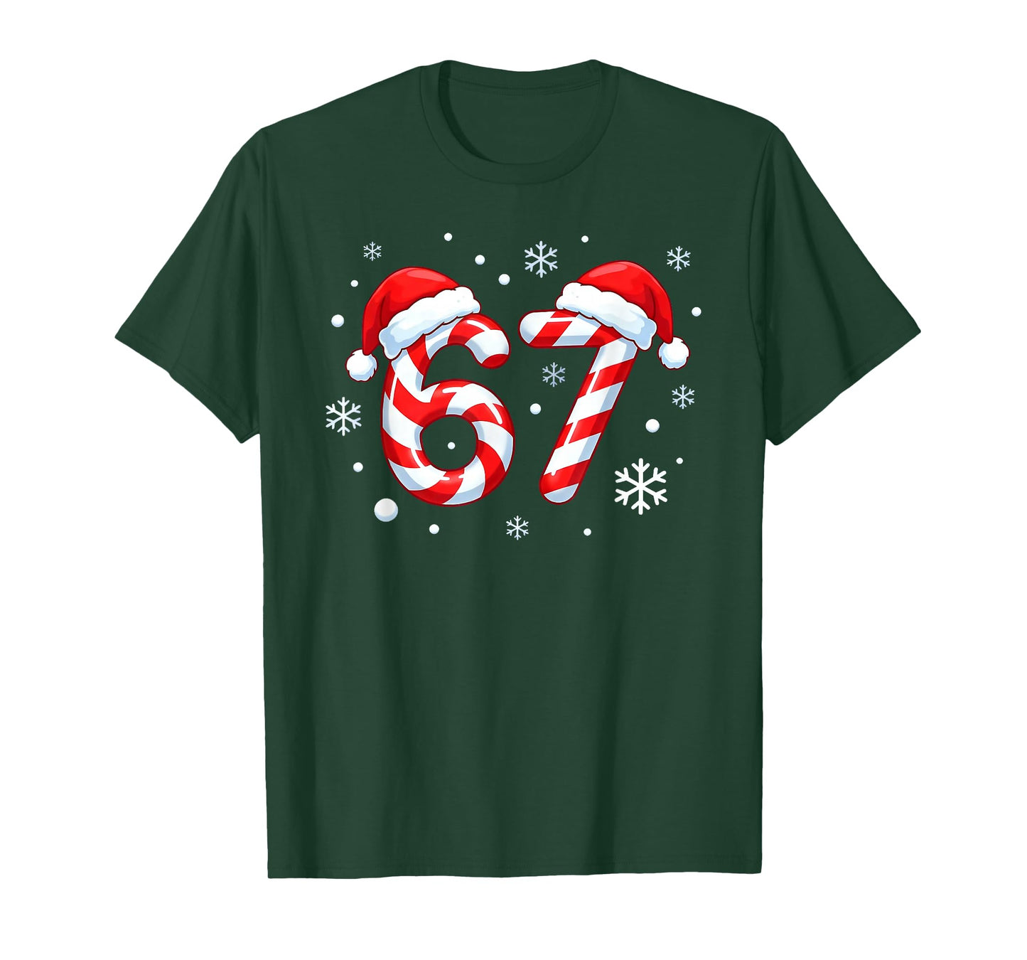 Viral 67 Candy Cane Six Seven Meme Santa Holiday Kids Humor T-Shirt