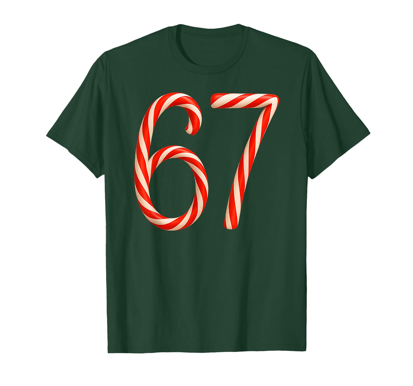 Six Seven Kids 67 Boys Girls 6 7 Peppermint Candy Cane Tee T-Shirt