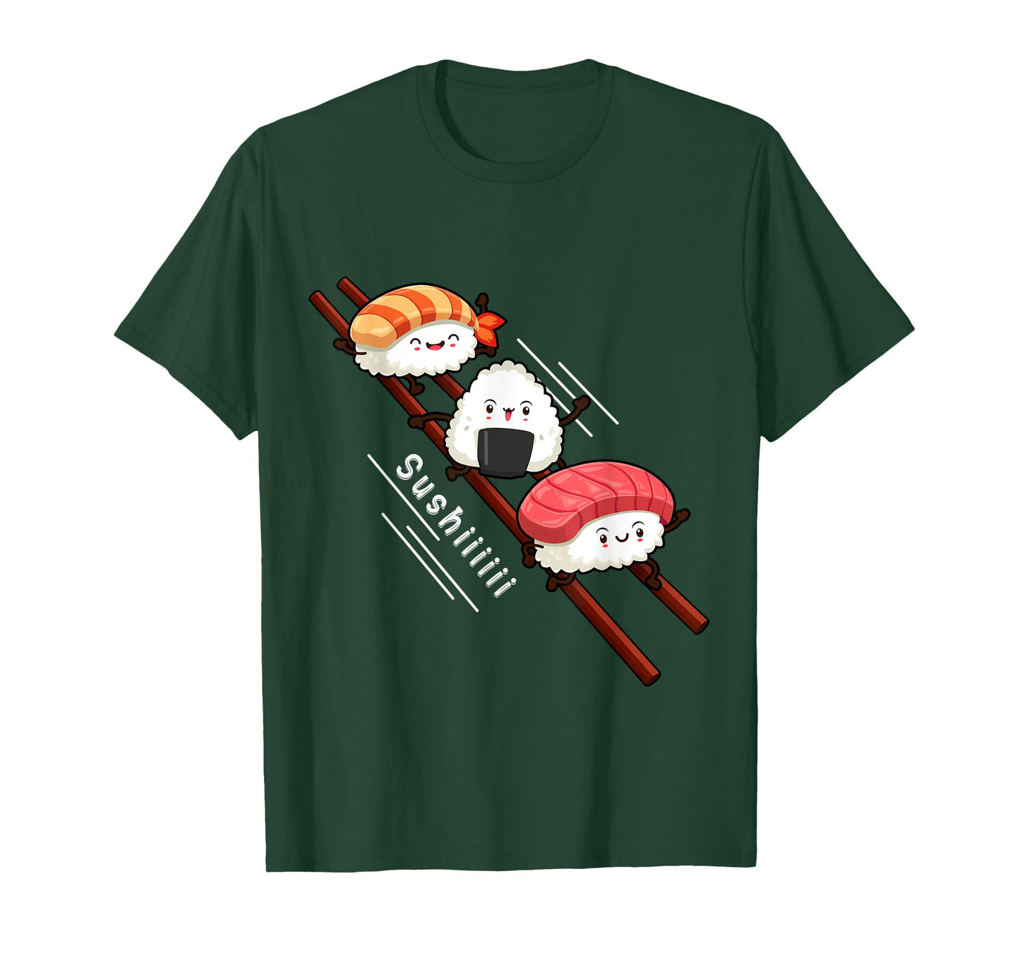 Sushi Sliding On Chopsticks Funny Kawaii Anime Japanese food T-Shirt