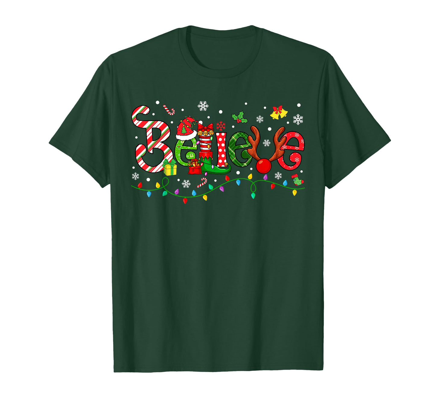 Believe Merry Christmas Santa Team Squad Matching Family T-Shirt