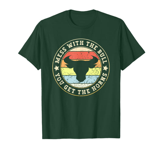 Rodeo Bull Rider Mess With The Bull You'll Get The Horns Red T-Shirt