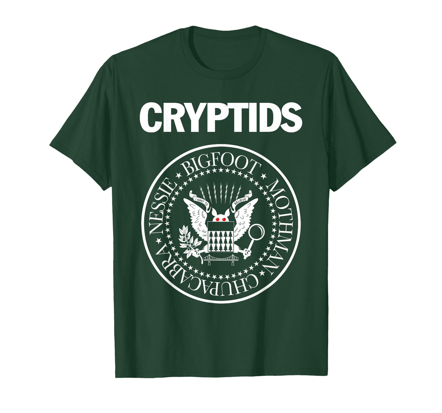 CRYPTIDS – Bigfoot Mothman Nessie Chupacabra Parody Punk T-Shirt