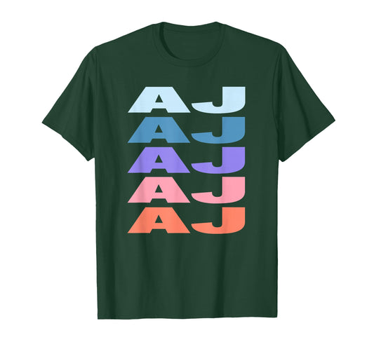 Funny Modern Repeated Text Design First Name AJ T-Shirt