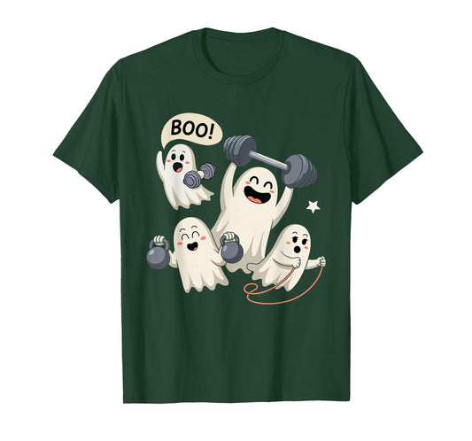 Ghost Gym Halloween Workout Fitness Weightlifting T-Shirt
