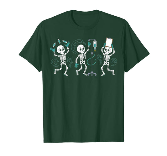 Funny Nurse Skeleton Halloween Healthcare Crew Skeleton T-Shirt