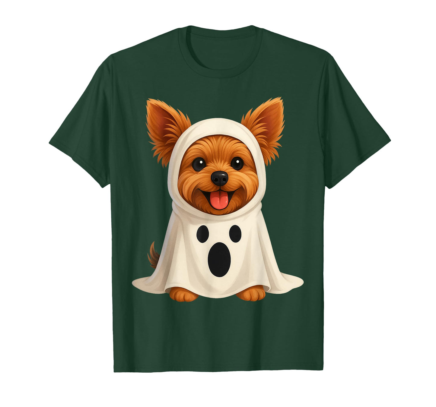 Cute Yorkie Ghost Halloween Costume Dog Art T-Shirt
