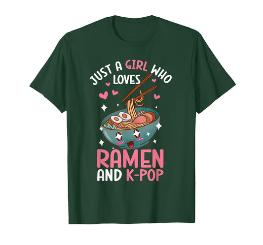 Just A Girl Who Loves Ramen And K-Pop Graphic For Teen Girls T-Shirt