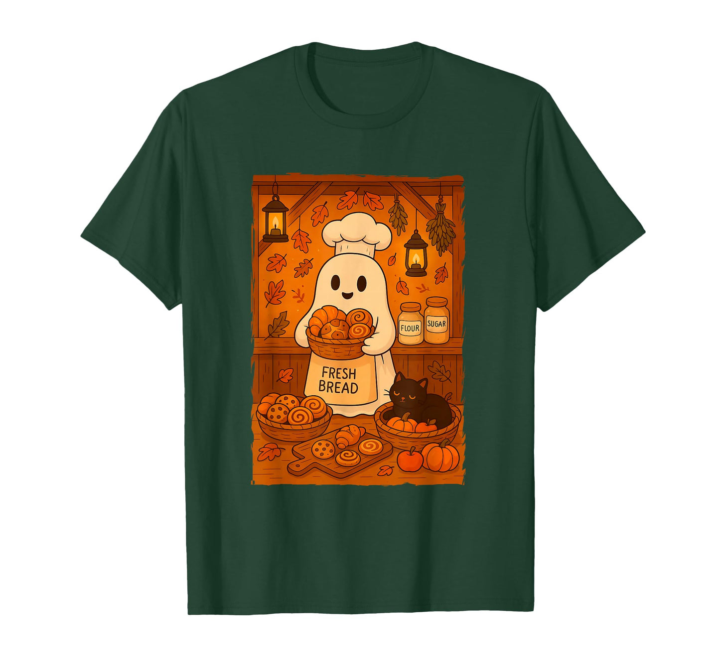 Ghost Baking Sourdough Halloween Bread Lovers T-Shirt
